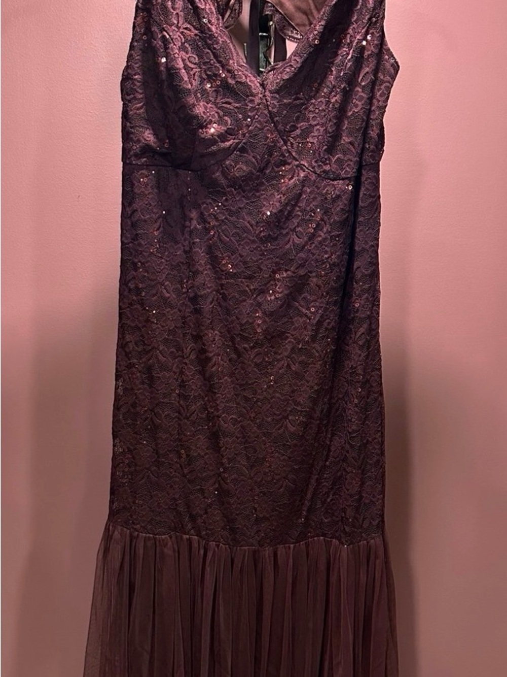 Elegant Plum Lace Evening Dress